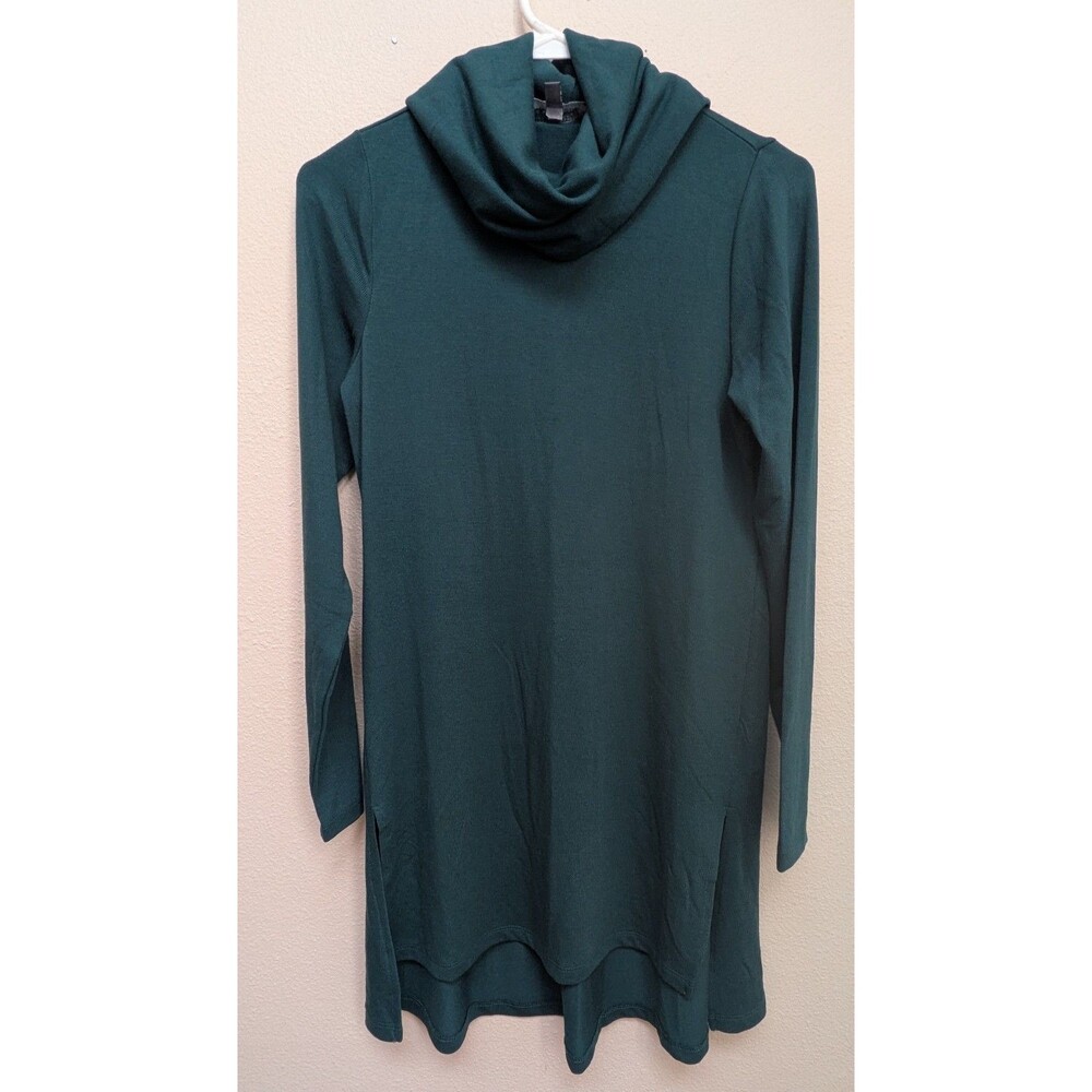 Lisa Rinna Cowl Neck Tunic Green Womens XXS Long Sleeve Hi Low Hem A297909